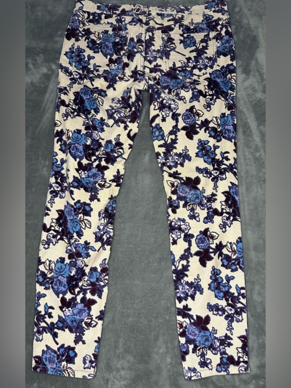 Free People Straight Leg Pants with Blue Velvet Print